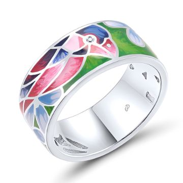 Изображение Серебряное кольцо с эмалью и цирконом