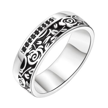 Изображение Серебряное кольцо с цирконами и эмалью