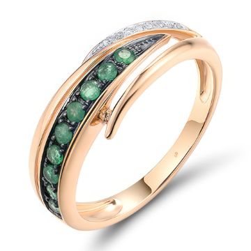 Paveikslėlis Auksinis žiedas su smaragdais ir briliantais
