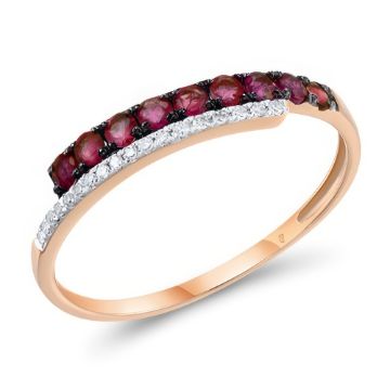 Изображение Золотое кольцо с рубинами и бриллиантами